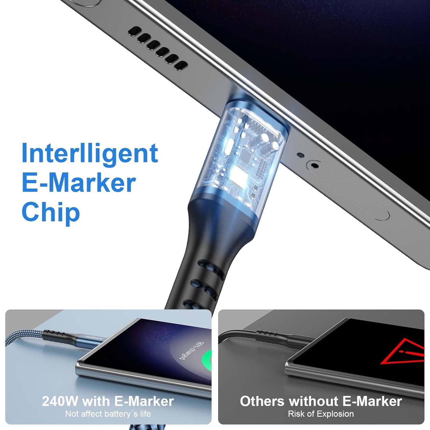 USB C to USB C Charger Cable 240W [2Pack 6FT] Type C Cable Fast Charge for MacBook, iPhone 15/Pro/Plus/Max, MacBook Pro/Air, Samsung Galaxy S23, Google Pixel