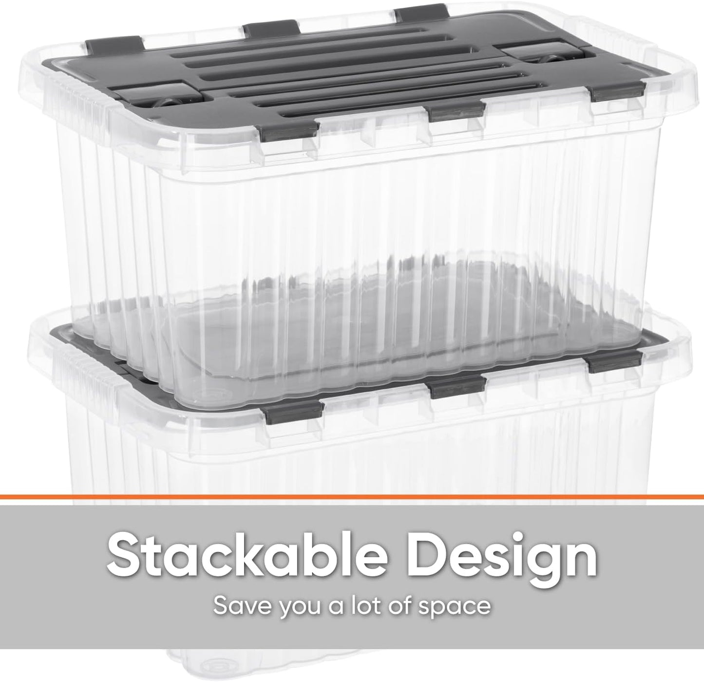 Superio Storage Bins with Lids- 3 Pack, 1.85 Qt Clear Boxes for Organizing, Stackable Plastic Containers- BPA Free, Non-Toxic, Odor Free, Organizer for Home, Office, Dorm