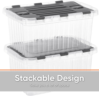Superio Storage Bins with Lids- 3 Pack, 1.85 Qt Clear Boxes for Organizing, Stackable Plastic Containers- BPA Free, Non-Toxic, Odor Free, Organizer for Home, Office, Dorm