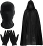 3 PCS cosplay costume, full face mask Halloween Faceless Mask gloves set full finger spandex cosplay gloves halloween cloak