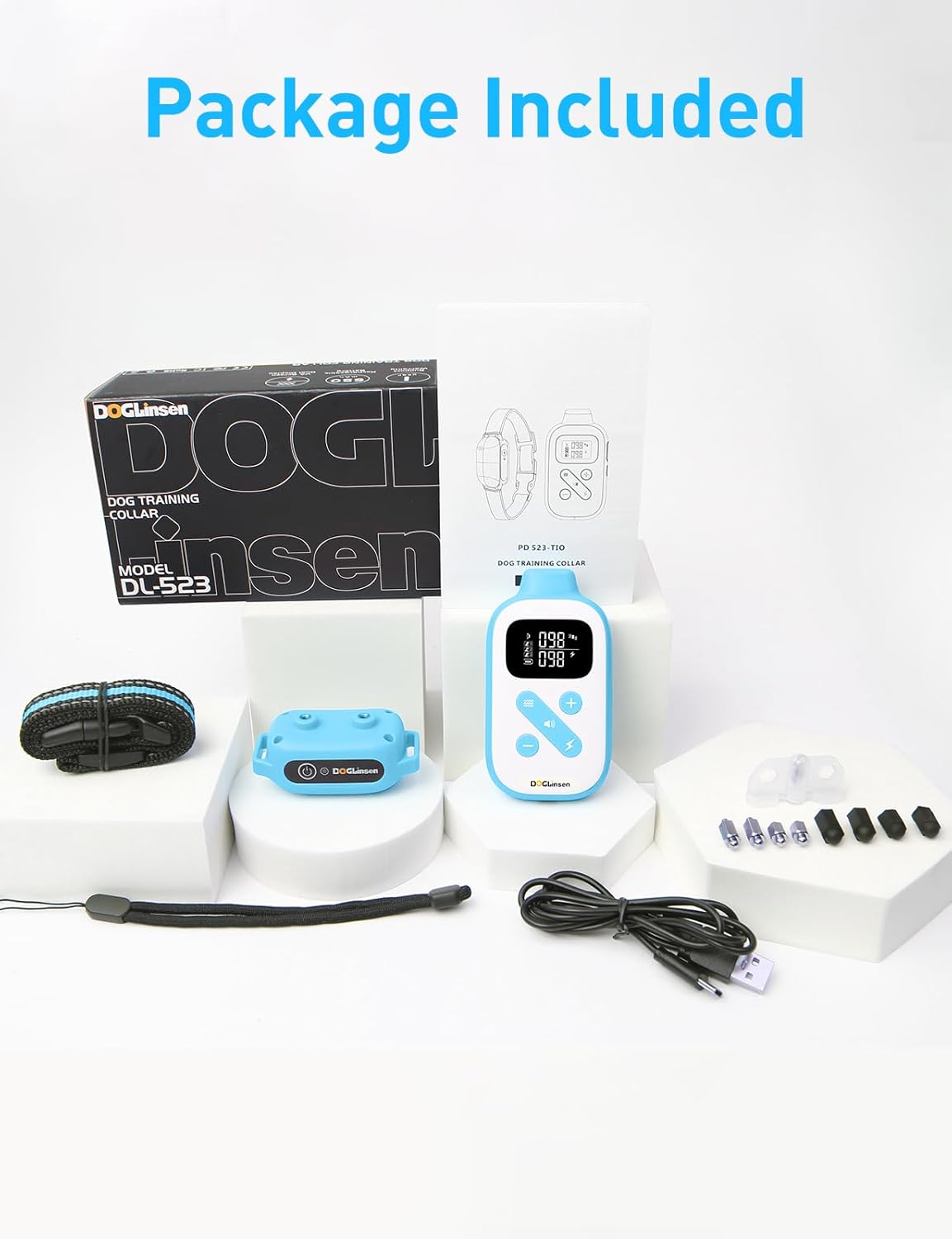 DOGLinsen 2-in-1 Bark and Shock Collar for Dogs, Smart Anti Barking Dog Training Collar with 5 Adjustable Sensitivity, Automatic Bark Collar with Remote, Vibration, Beep, Shock and Automatic