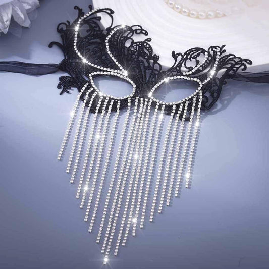 Obmyec Masquerade Lace Mask Rhinestone Masquerade Ball Masks Proms Face Mask Halloween Eye Mask for Women