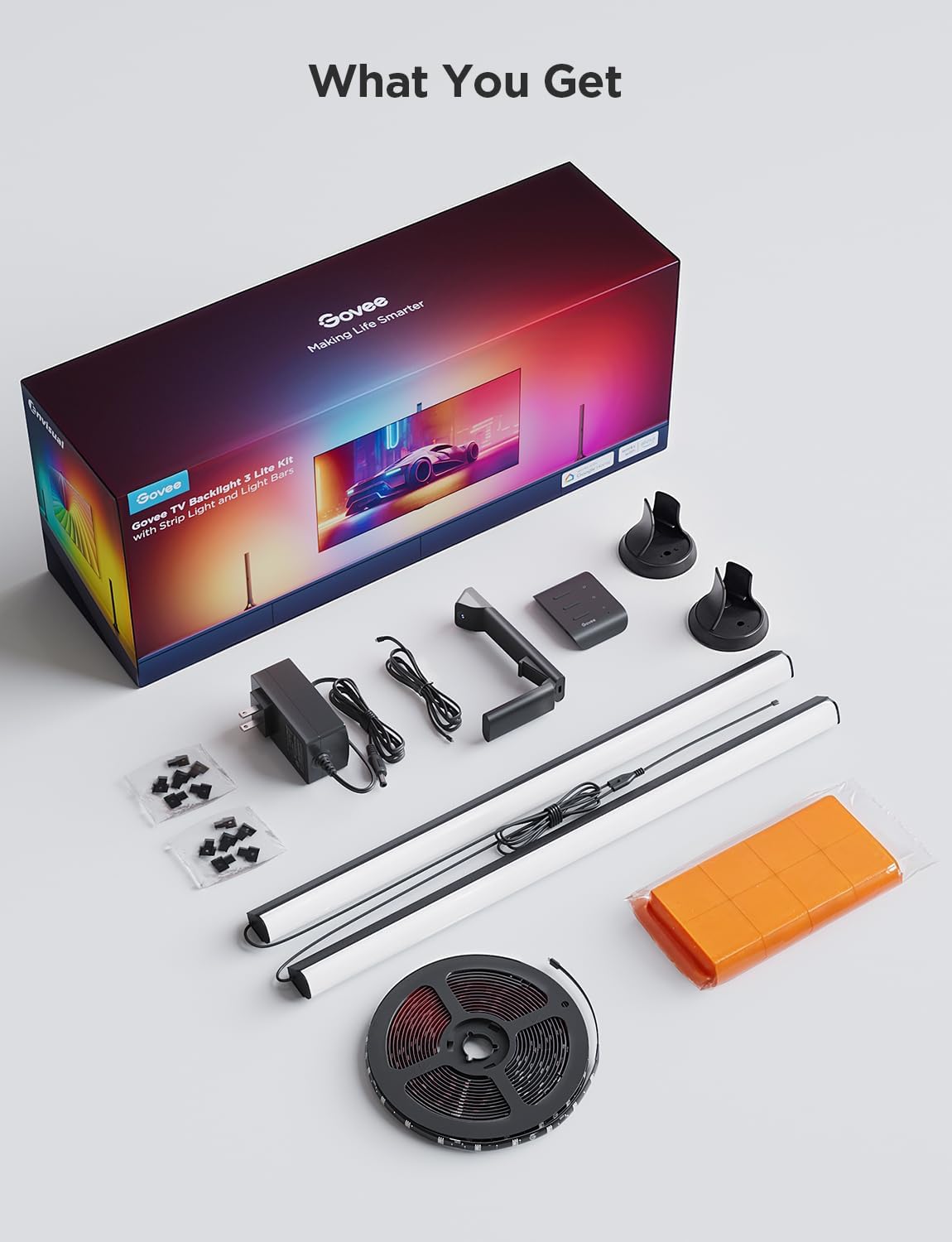 Govee TV Backlight 3 Lite Kit for 55–65 Inch TVs – RGBICW Smart LED TV Backlight with Camera, 11.8ft LED Strip & Dual 15-Inch Light Bars, App & Voice Control - PuriLite