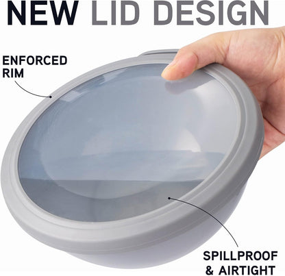 COOK WITH COLOR Mixing Bowls with TPR Lids - 12 Piece Plastic Nesting Bowls Set Includes 6 Prep Bowls and 6 Lids, Microwave Safe Mixing Bowl Set (Green)