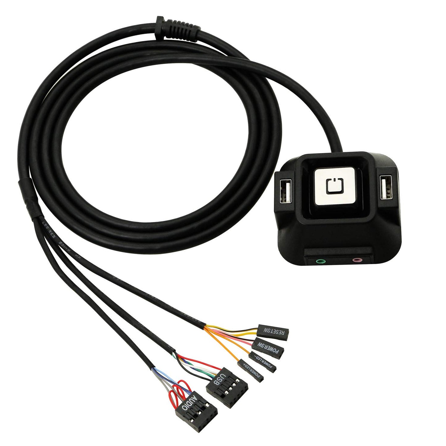 PC Power Button, Desktop Computer Case Switch,Reset HDD Button Switch with Dual USB Ports, Audio Ports for Desktop Case