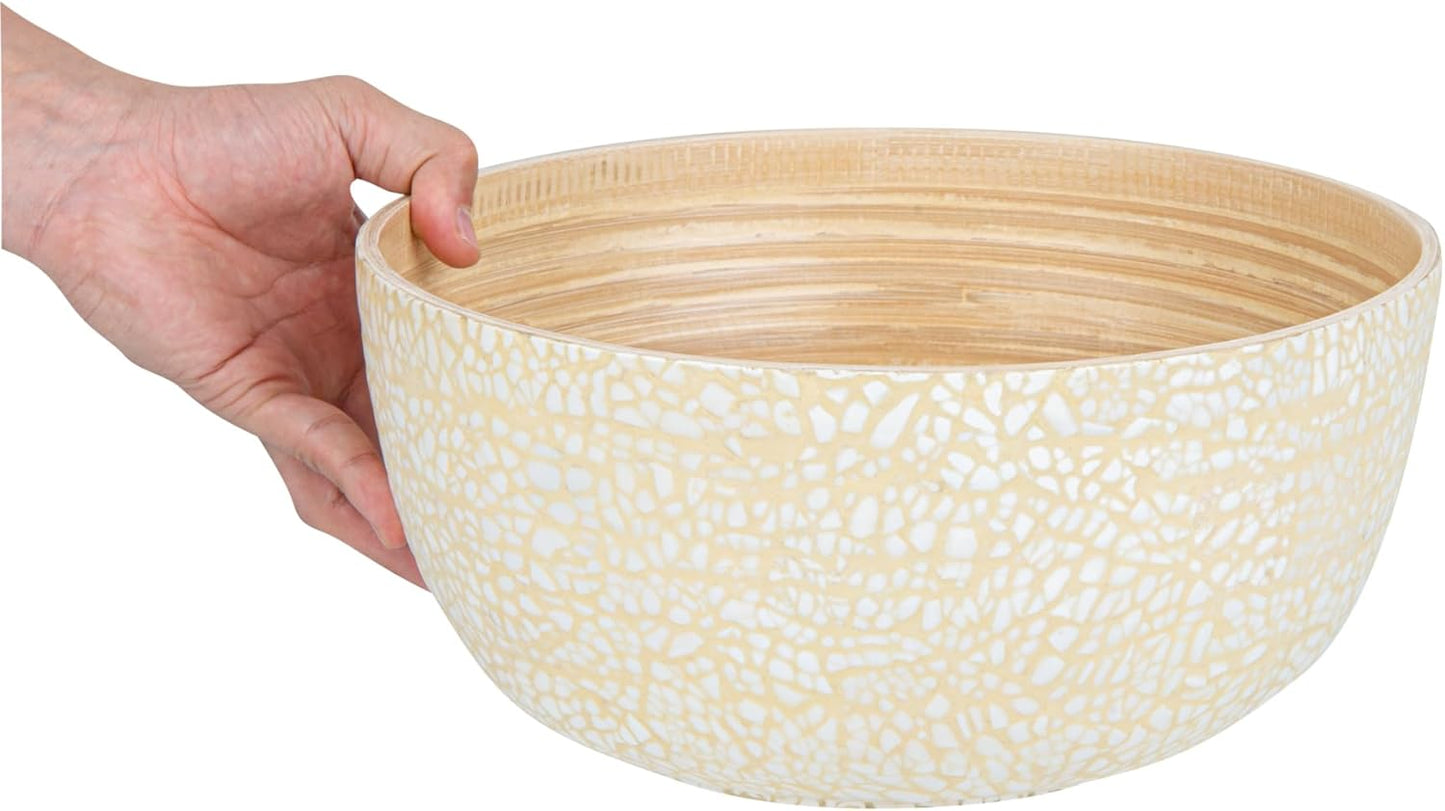 Restaurantware-Bambuddha 51 Ounce Extra Large Salad Bowl, 1 Heavy-Duty Round Salad Bowl - Sustainable, Reusable, Blue Bamboo Serving Dish, for Serving Salads, Fruits, and Appetizers