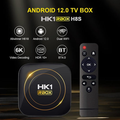 Android Box 12.0 HK1 Box Andorid TV Box 12.0 4GB RAM 64GB ROM H618 with Dual-WiFi 5G Hz/2.4GHz BT 4.0Ethernet 6K 3D USB 2.0 Ultra HD