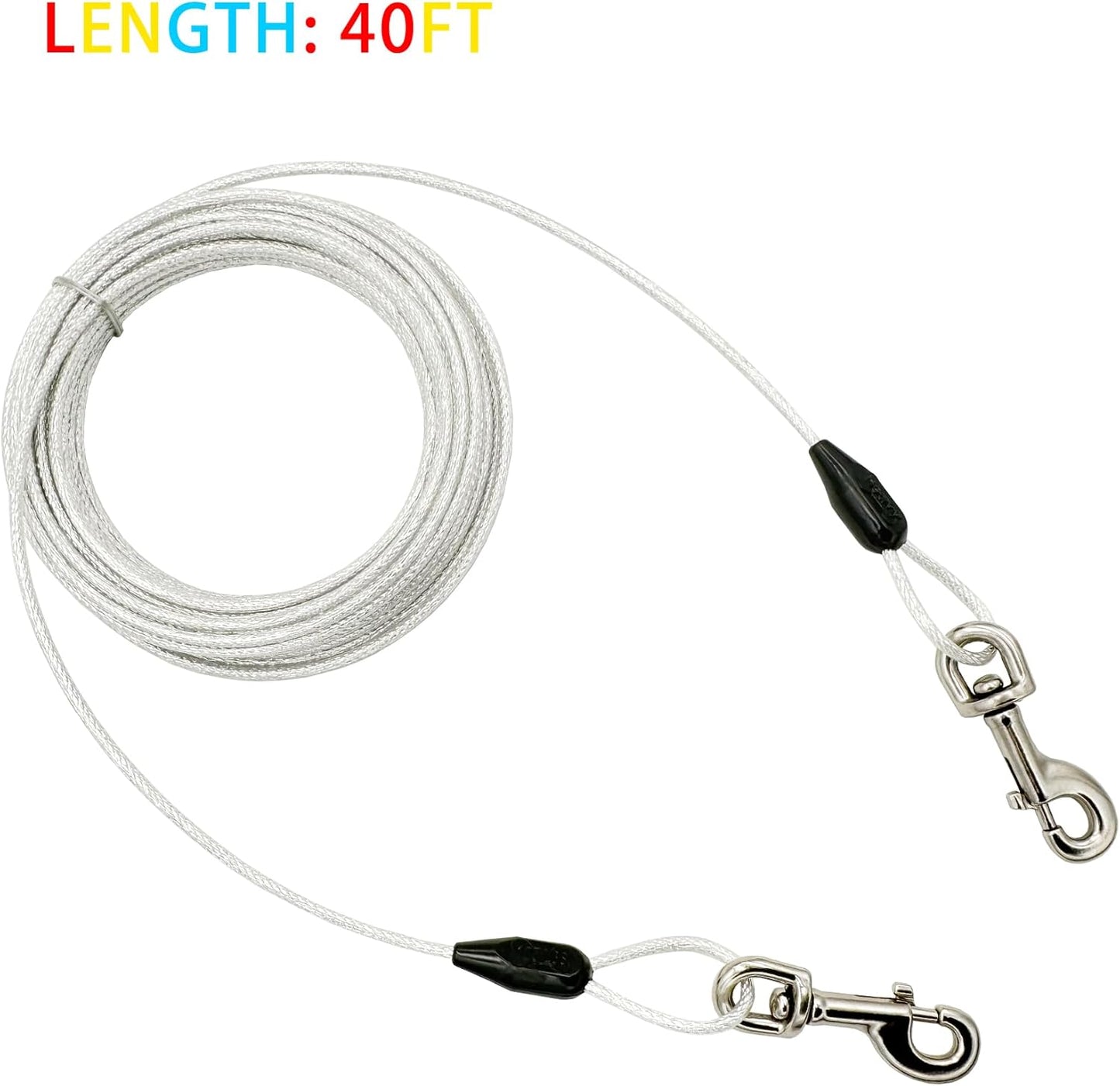 Petest 25ft Reflective Tie-Out Cable for Small Dogs Up to 35 Pounds