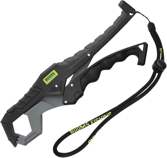 Booms Fishing G05 Fish Lip Gripper Saltwater, 9.4" Plastic Catfish Grippers Pliers, Fish Grabber Tool with Lanyard, Fish Grips for Kayak Fishing Accessories, Great Fish Holder for Caught Fish