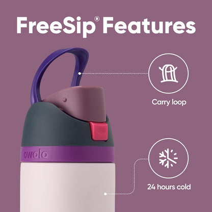 Owala Kids FreeSip Insulated Stainless Steel Water Bottle with Straw, BPA-Free Sports Water Bottle, Great for Travel, 16 oz, Celestial Sphere