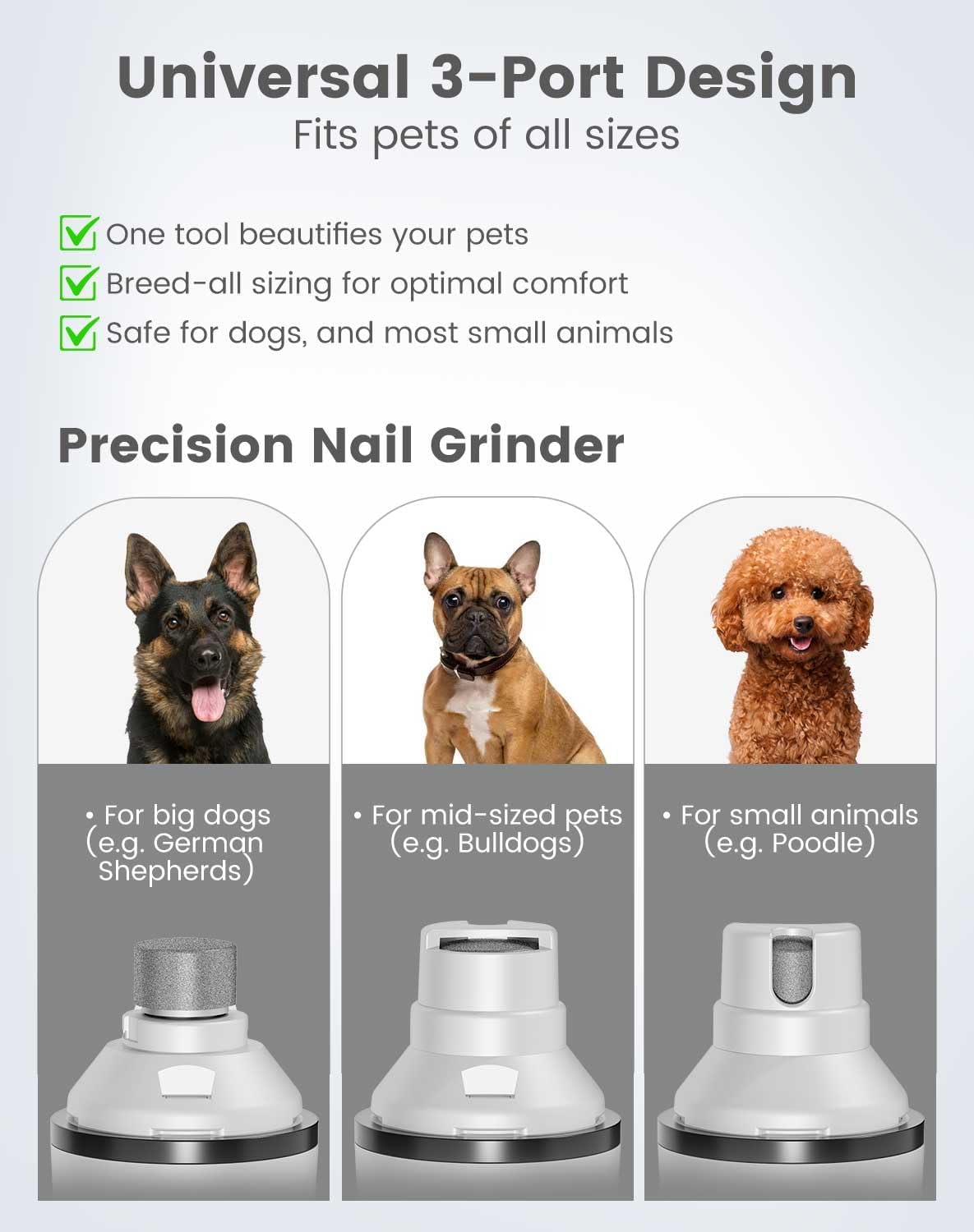 PAPMINI 2 in 1 Dog Nail Grinder Quiet and Dog Paw Trimmer, Rechargeable Electric Dog Nail Trimmer for Large Medium Small Dogs, Cordless Dog Hair Clippers for Paws, Ears, Eyes, Rump (White)