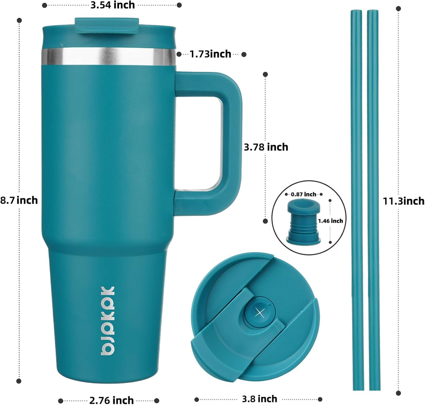 BJPKPK Tumbler with Handle and Straw 30oz Insulated Tumbler Cups with Lid Stainless Steel Travel Coffee Mug,Indigo Black