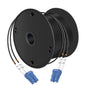 Buacoz 200 Meters LC to LC UPC Outdoor Armored Fiber Patch Cable, 9/125um Single Mode Duplex Fiber Optic Internet Cables, Jumper Optical Patch Cord, (200M/656ft), TPU Black