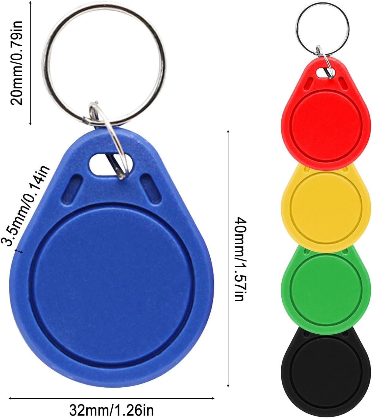 RFID Key Fobs 125KHz 50 PCS, T5577 Proximity ID Tag Rewritable Keypad Card Door Lock Entry Access Control System Fob Tag Wholesale (Black)
