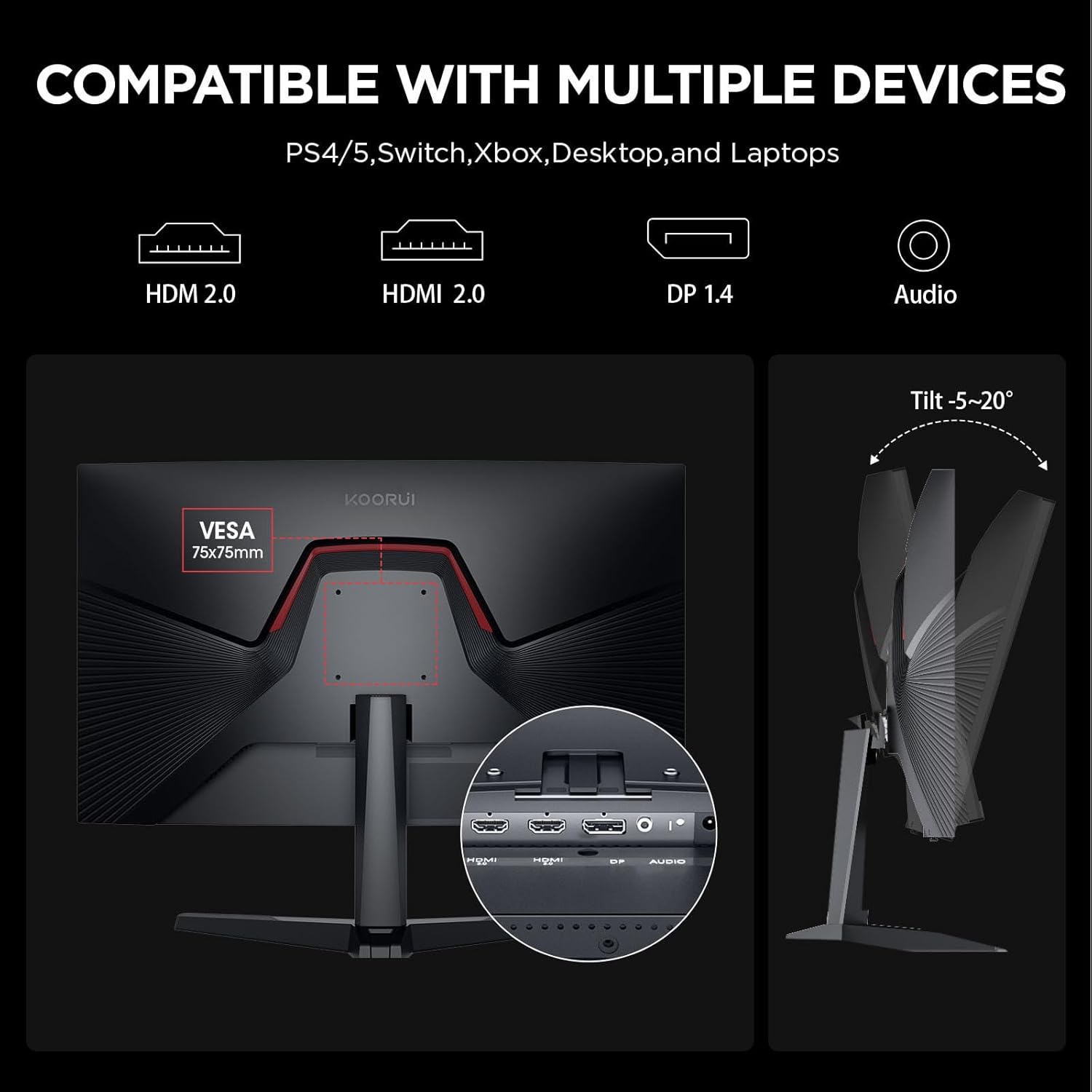 KOORUI 34-inch Ultrawide Curved WQHD 3440×1440 Gaming Monitor, 165Hz 144Hz Curved 1000R- PIP/PBP, 1ms(MPRT) with DisplayHDR 400, DCI-P3 90% Color Gamut, AdaptiveSync, HDMI/DisplayPort, 34E6UC - PuriLite