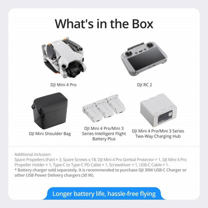 DJI Mini 4 Pro (DJI RC 2), Drones with Camera for Adults 4K, Under 0.549 lbs/249 g, 34 Mins Flight Time, 20km Max Video Transmission Distance, Omnidirectional Vision Sensing, Mini Drone for Beginners