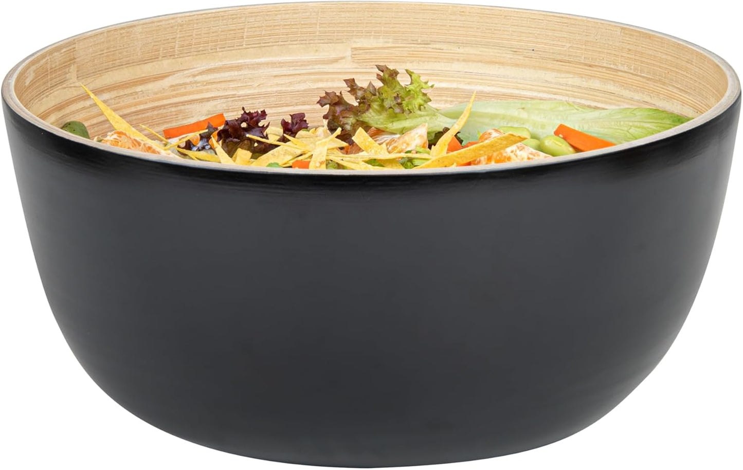 Restaurantware-Bambuddha 15 Ounce Small Salad Bowl, 1 Heavy-Duty Round Salad Bowl - Sustainable, Reusable, Black Bamboo Serving Dish, for Serving Salads, Fruits, and Appetizers
