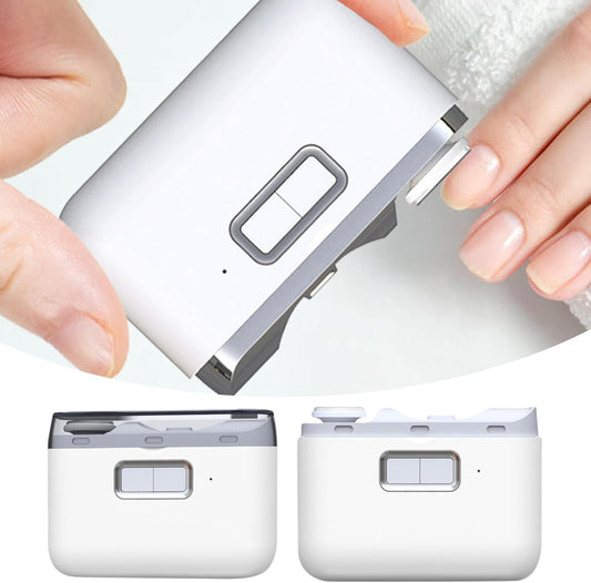 Generic Automatic Electric Nail Clipper Electric Toenail Clipper 2 in 1 Cutting and Grinding Automatic Nail Clipper Electric Nail Clippers for Kids Adults Elderly, White