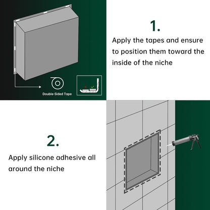 BLYLUND Shower Niche 12" x 24" NO Tile Needed,Matte Black Double Shelf Organizer, Square Corners Wall-Inserted Niche Recessed Shower Shelf Modern Soap Niche for Bathroom