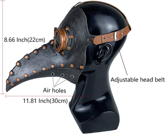 Stegosaurus Plague Doctor Bird Mask Long Nose Beak Cosplay Steampunk Halloween Costume Props Latex Material - PuriLite