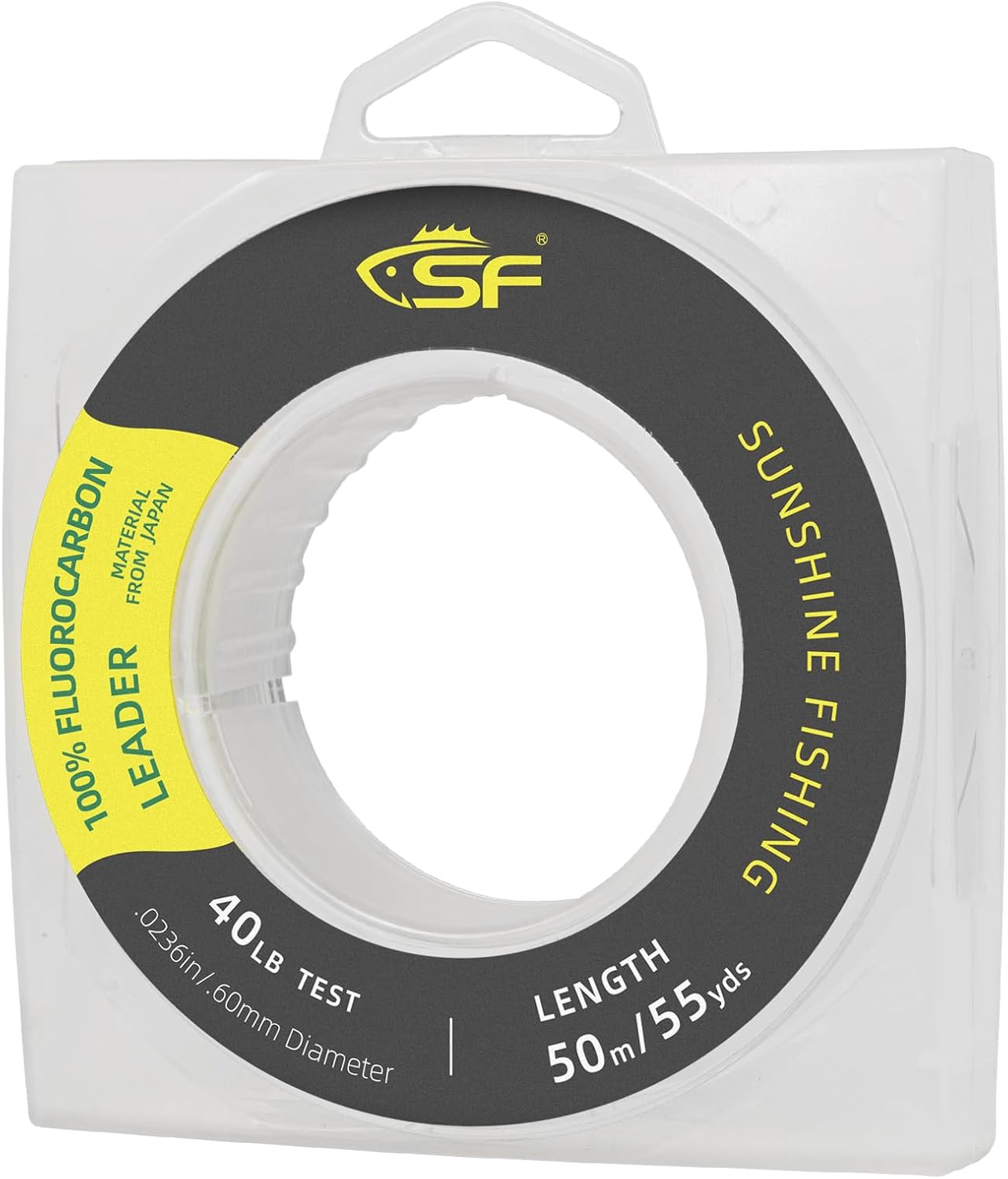 SF 100% Pure Fluorocarbon Leader Material Fishing Line Virtually Invisible Shock Resistant Increased Sensitivity Sink Fast Clear 55yd