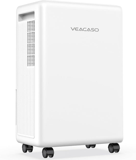 VEAGASO 30 Pints Dehumidifiers for Basements, 2500 Sq.Ft Dehumidifier for Bedroom Bathroom, Portable Dehumidifier with Continuous Drain Hose, Auto Defrost System, Quiet Design