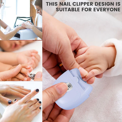 Electric Automatic Nail Clipper Automatic Fingernail Cutter with Nail Scraps Storage 300mAh USB Rechargeable Safety Fingernail Trimmer with LED Light Electric Fingernail Cutter Nail Scissors for Baby Kids Adult (White)