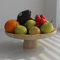 Natural Travertine Fruit Bowl for Kitchen Counter 10.2", Large Decorative Bowl Pedestal for Home Decor, Fruits Holder For Dining Table - Kitchen Organization