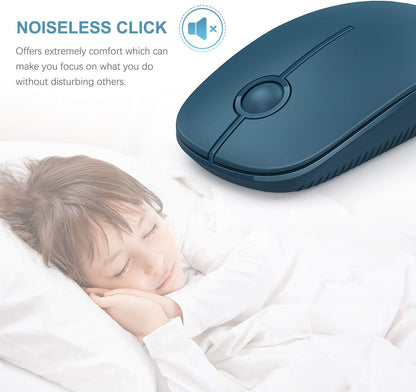 Wireless Mouse, Vssoplor 2.4G Slim Portable Computer Mice with Nano Receiver for Notebook, PC, Laptop, Computer (Black and Sapphire Blue)