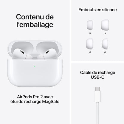 Apple AirPods Pro 2 Wireless Earbuds, Bluetooth Headphones, Active Noise Cancellation, Transparency, Personalized Spatial Audio, High-Fidelity Sound, H2 Chip, USB-C Charging
