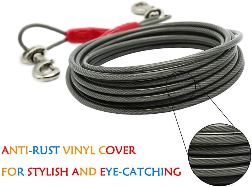 Petest 25ft Reflective Tie-Out Cable for Small Dogs Up to 35 Pounds