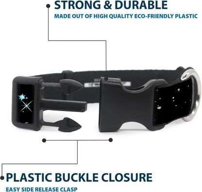 Buckle-Down PC-W21909-M Dog Collar Plastic Clip Buckle, 1"x11"-17", Star Black/White