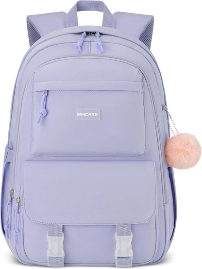 WINDARS Backpacks for Girls, 15.6 Inch School Bag Cute Waterproof laptop Bookbag Large College Backpack for Teen Women Students Anti Theft Travel Daypack Black