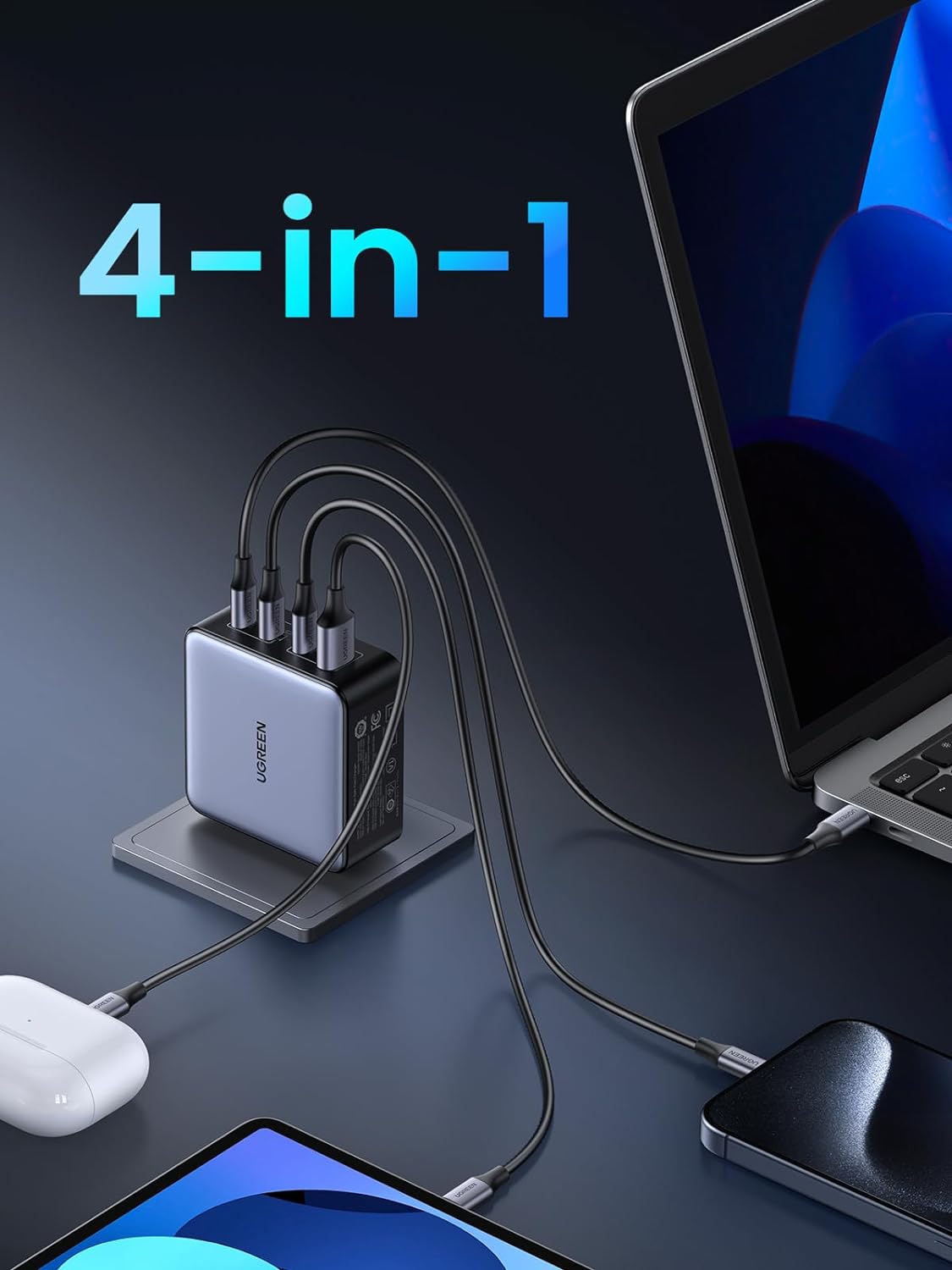 UGREEN 160W USB C Charger Nexode X Series, 4-Port PD 3.1 PPS Compact Fast GaN Foldable Wall Charger for MacBook Pro/Air, Dell XPS, iPhone 15 Pro/14, iPad Pro, Galaxy S24/S23, Pixel 8, Steam Deck