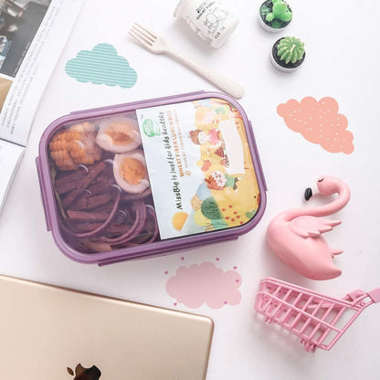 MISS BIG® Bento Box,Lunch Box Adult,Ideal Leak Proof Lunch Containers,Mom's Choice Lunch Box for Kids,No BPAs and No Chemical Dyes,Microwave and Dishwasher Safe Lunch Container (1900ml White)