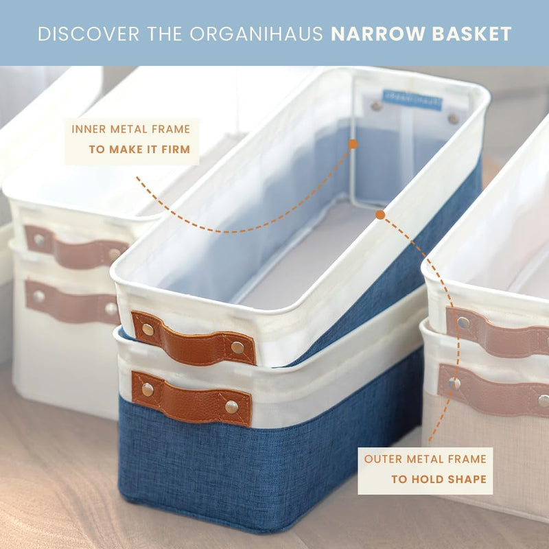 OrganiHaus Large Fabric Storage Baskets for Shelves 3 Pack, 15x11in Closet Storage Bins for Shelves, Cloth Baskets, Fabric Storage Cubes, Linen Closet Organizers, Fabric Basket, White Basket