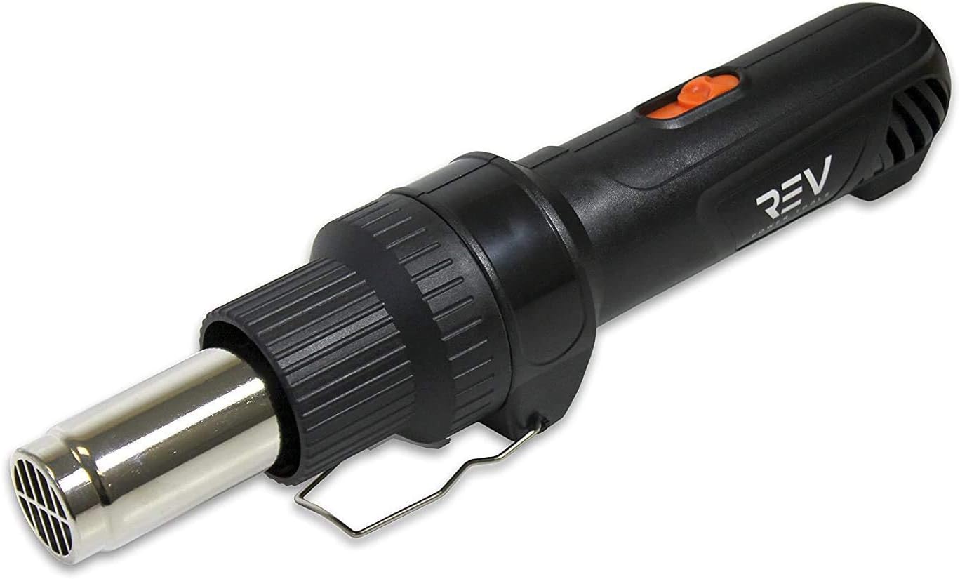 VViViD REV Inline Design Corded Electric Heat Gun for Automotive Vinyl Wrap Including 3M Blue Application Squeegee & 2X Black Felt Safety Decals