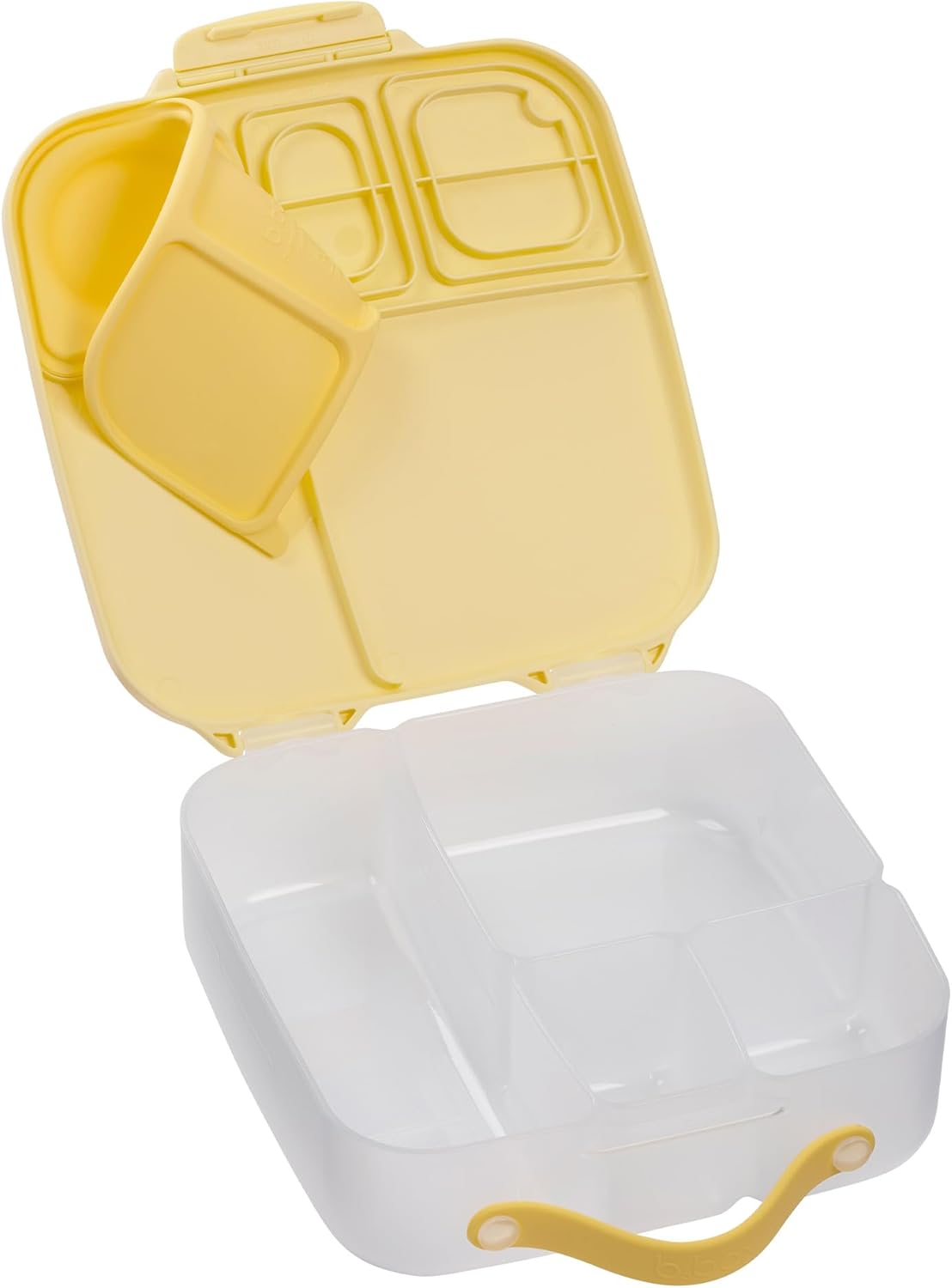 b.box 5-Compartment bento Style Lunch Box for Kids, Toddlers, Childrens, BPA-Free Food Storage Container with Cooler Pack, ON-The-GO Food Box with Handles Included Custom Divider, Lemon Twist