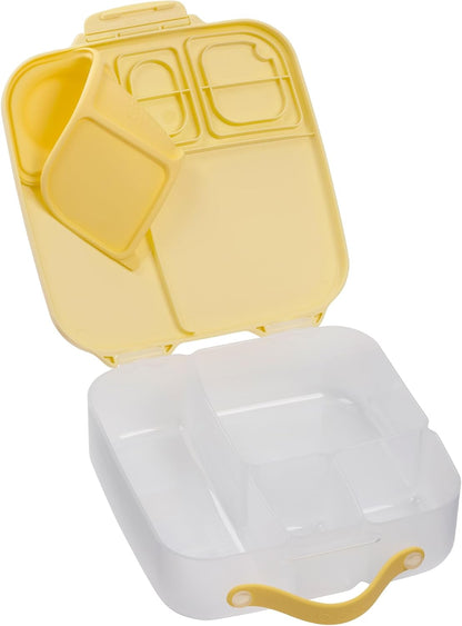 b.box 5-Compartment bento Style Lunch Box for Kids, Toddlers, Childrens, BPA-Free Food Storage Container with Cooler Pack, ON-The-GO Food Box with Handles Included Custom Divider, Lemon Twist