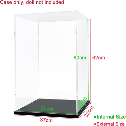Thickened Clear Acrylic Display Case for Lego 10330 43268 76450 42170 10295 10353 Collectibles, Transparent Box Dustproof Protection with Wood-Plastic Base & String Light, Black Inside 40x20x20cm