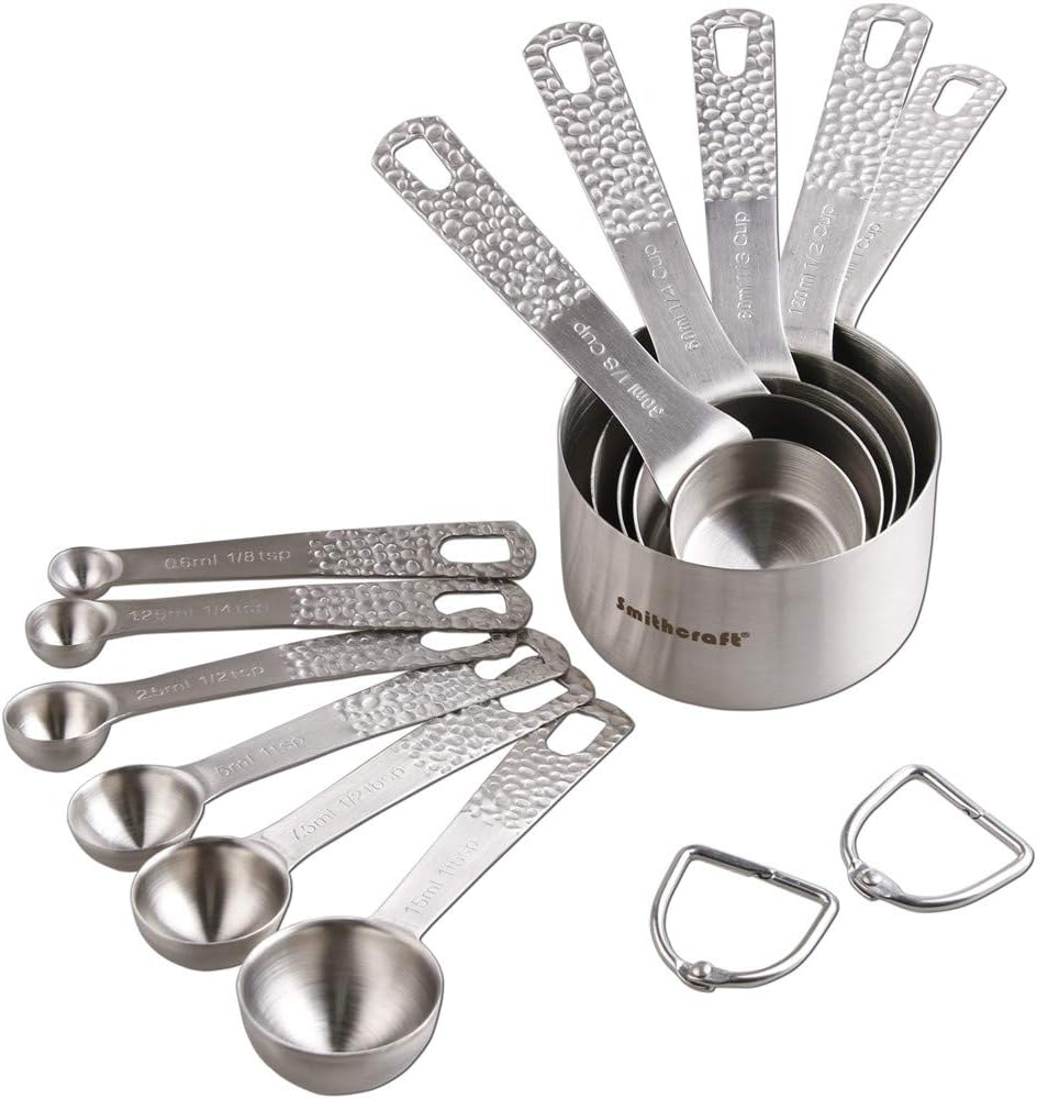 Smithcraft Measuring Cup Set of 8 Stainless Steel Measuring Cups18/8(304) Steel Material Heavy Duty 8 Measuring Cups and 1 Ring Set of 9