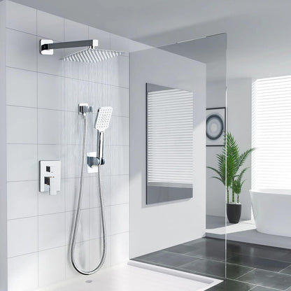 LCEVCGK Shower Faucet Set Complete Matte Black Shower System with 8 inch Square Rainfall Shower Head 3-Function Handheld Shower Waterfall Bathtub Spout Rain Shower Combo Set Bathroom Wall Mounted