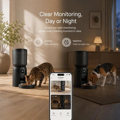 Automatic Cat Feeder with Camera, 2K WiFi App-Controlled Pet Feeder