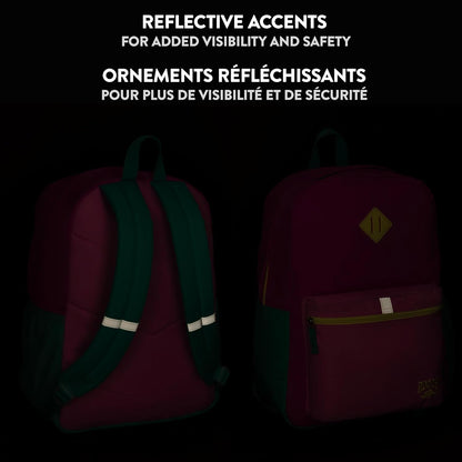 Roots Teen Lightweight Backpack — Made from Recycled Polyester with 15.6" Laptop Compartment, Rain Flap, Bottle Pocket, Reflective Accent, and Back Padding — 34L, Black