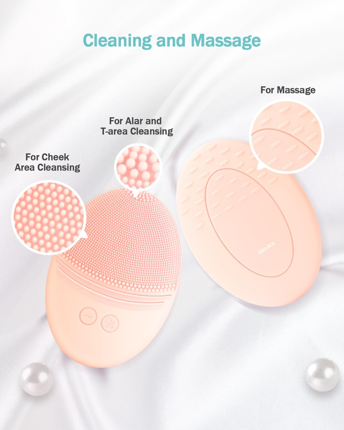 EZBASICS Sonic Facial Cleansing Brush Made with Ultra Hygienic Soft Silicone, Waterproof Sonic Vibrating Face Brush for Deep Cleansing, Gentle Exfoliating and Massaging, Inductive Charging Blue