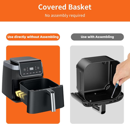 Air Fryer Basket Replacement Basket and Tray for Ninja AF161, Air Fryer Accessories for Ninja AF150 and AF161, Non-Stick Air Fryer Basket with Cover for Ninja AF150 and AF161, Dishwasher-Safe Basket