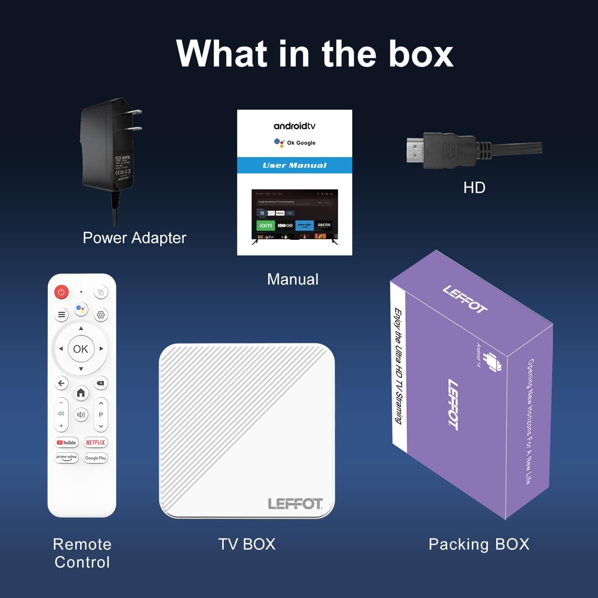 LEFFOT Android 14.0 TV Box 2025, H313 4K Ultra HD Streaming Device for TV, 2GB RAM + 16GB ROM, Smart TV Box with HDR10, Voice Control, 2.4G & 5G WiFi 6, 100M Ethernet, H313 Quad Core ARM Cortex A53