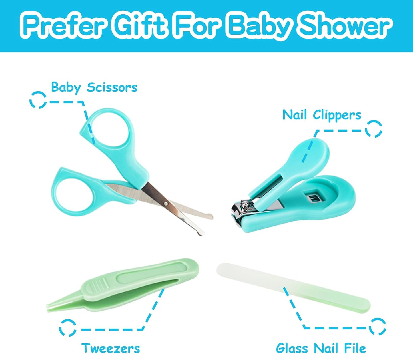 Baby Electric Nail Trimmer Kit - Infant Electric Nail Clippers with Light - 18 in 1 Newborn Nail Filer Electric for Toddler Toes and Fingernails Polish Trim - UHFi Kids Adults Nail Care Tool Set -Blue