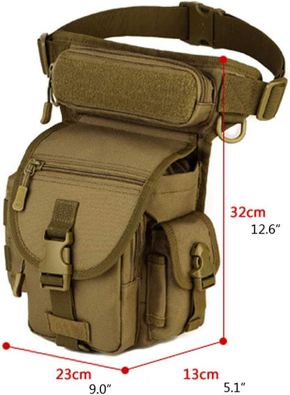 Motorcycle Drop Leg Bag Nylon Waist Pack for Men Women Travel Hiking Tactical Cycling Bike Ride Riding Crossbody Shoulder Fanny Pouch