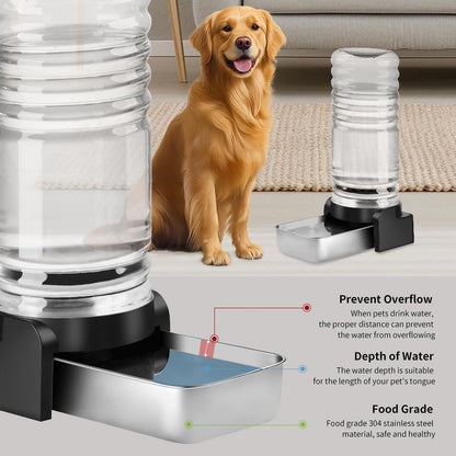 Marchul 9L Dog Water Dispenser, Large Dog Water Bowl Dispenser with Stainless Steel, Automatic Gravity Pet Bowl for Dogs Medium to Large (3 Filters)